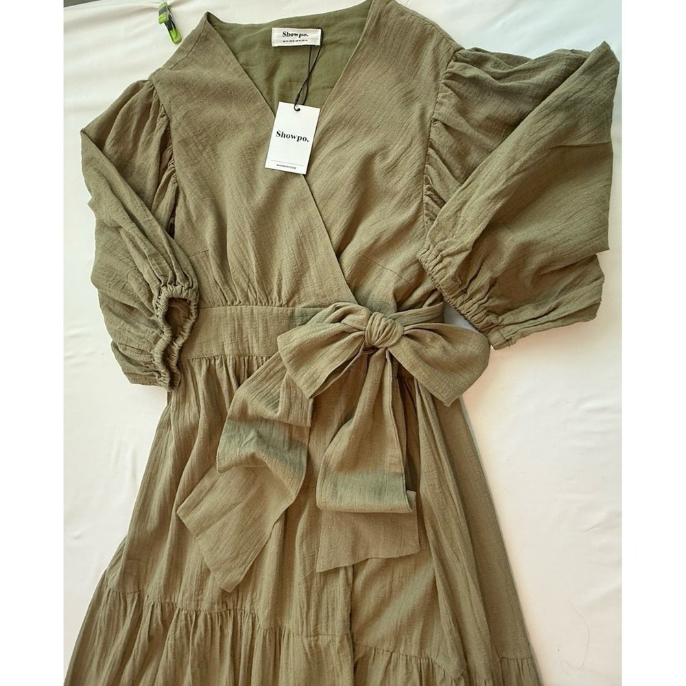 Dress Wrap Around Olive Green Maxie With Thinning Appeal By High Waist 12/14